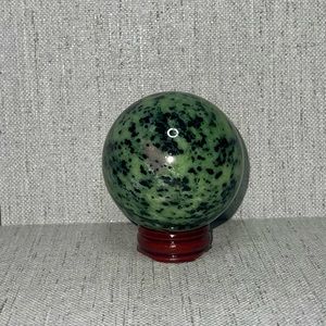 Ruby Zoisite Crystal Sphere ✨ w/ Wood Stand